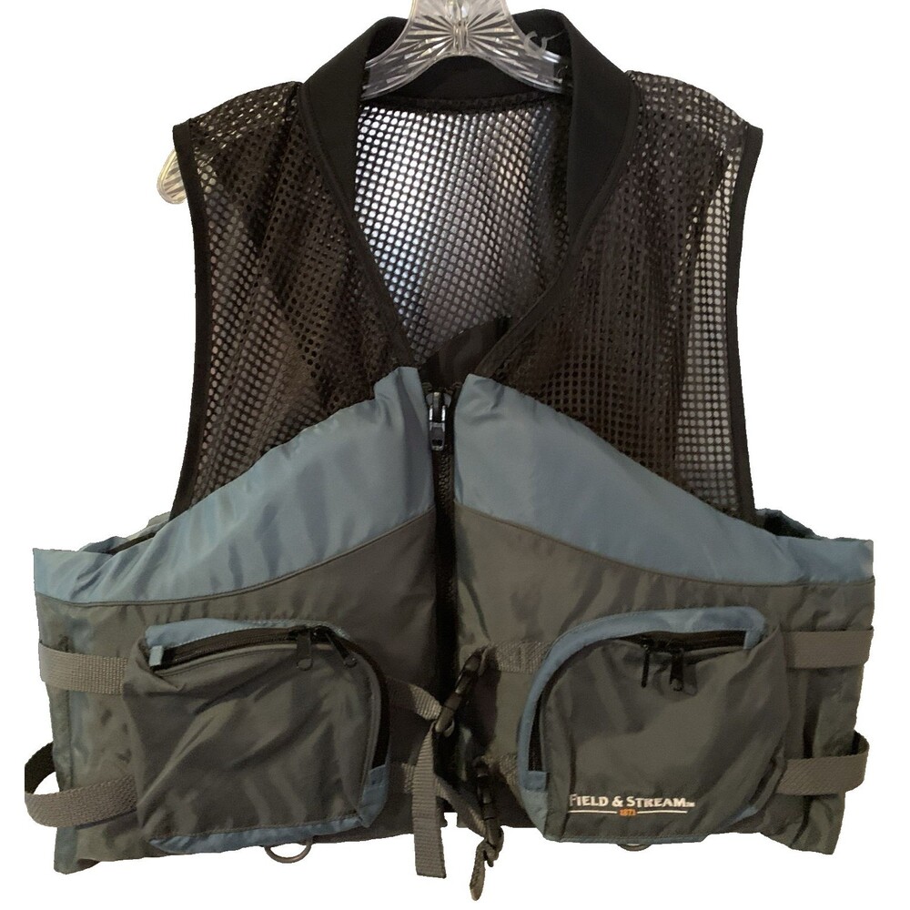 Fishing Kayaking Vest BLUE/GRAY Flotation Type III PFD 90Lb+ XL Field & Stream